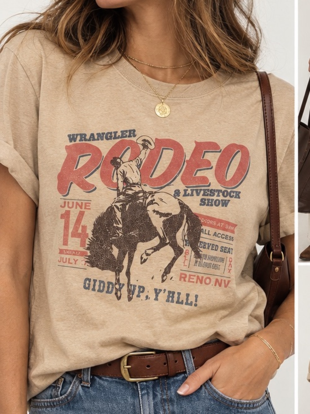 Wrangler Rodeo & Livestock Show Reno Graphic Tee Tan Medium